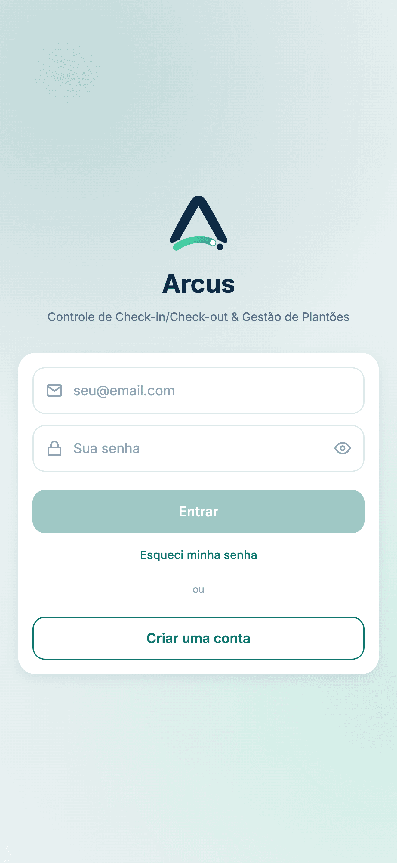 Tela de login do Arcus